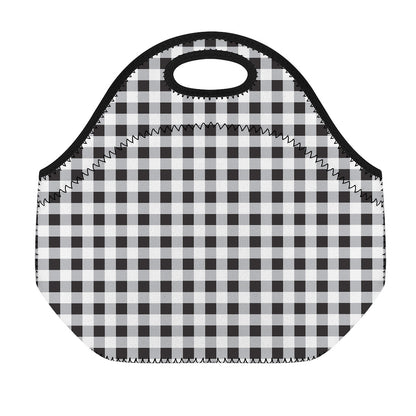 Black And White Check Pattern Print Neoprene Lunch Bag