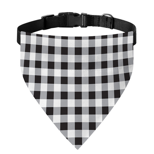Black And White Check Pattern Print Over The Collar Dog Bandana