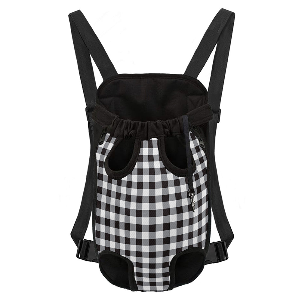 Black And White Check Pattern Print Pet Carrier Backpack