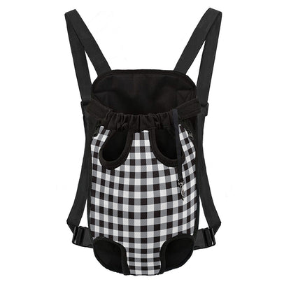 Black And White Check Pattern Print Pet Carrier Backpack