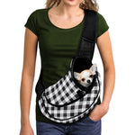 Black And White Check Pattern Print Pet Sling Carrier