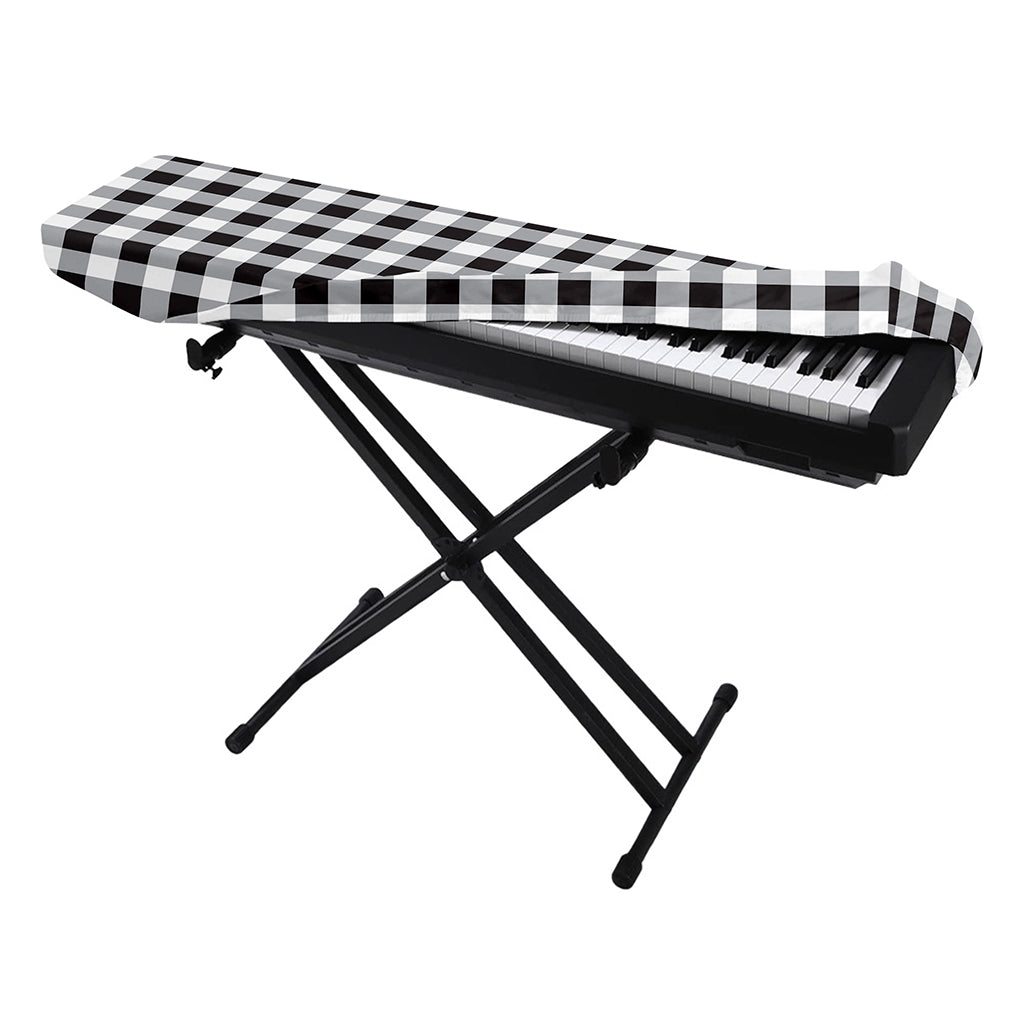 Black And White Check Pattern Print Piano Keyboard Cover