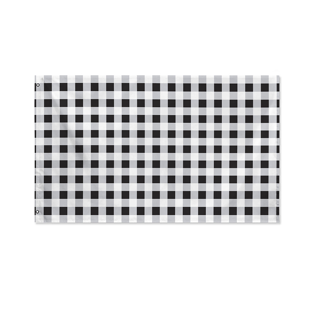 Black And White Check Pattern Print Polyester Flag