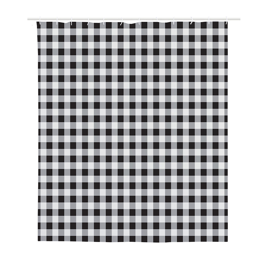Black And White Check Pattern Print Polyester Shower Curtain