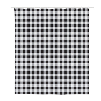 Black And White Check Pattern Print Polyester Shower Curtain