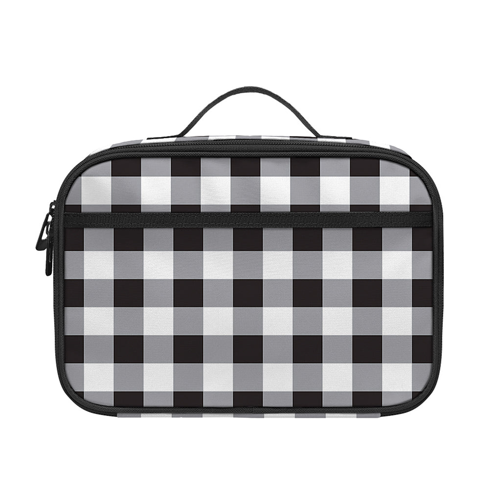 Black And White Check Pattern Print Portable Lunch Bag