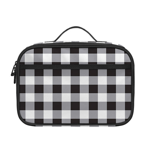 Black And White Check Pattern Print Portable Lunch Bag