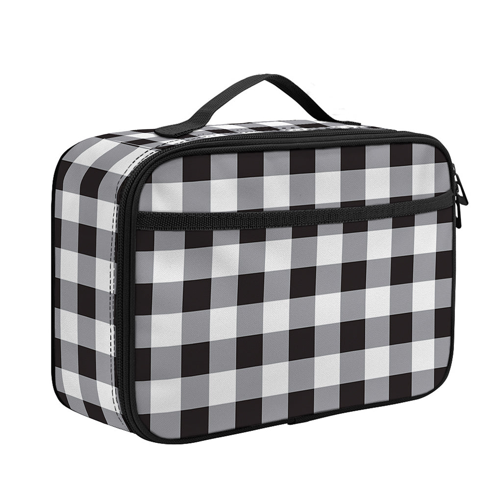 Black And White Check Pattern Print Portable Lunch Bag