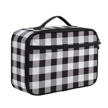 Black And White Check Pattern Print Portable Lunch Bag