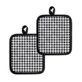 Black And White Check Pattern Print Pot Holders