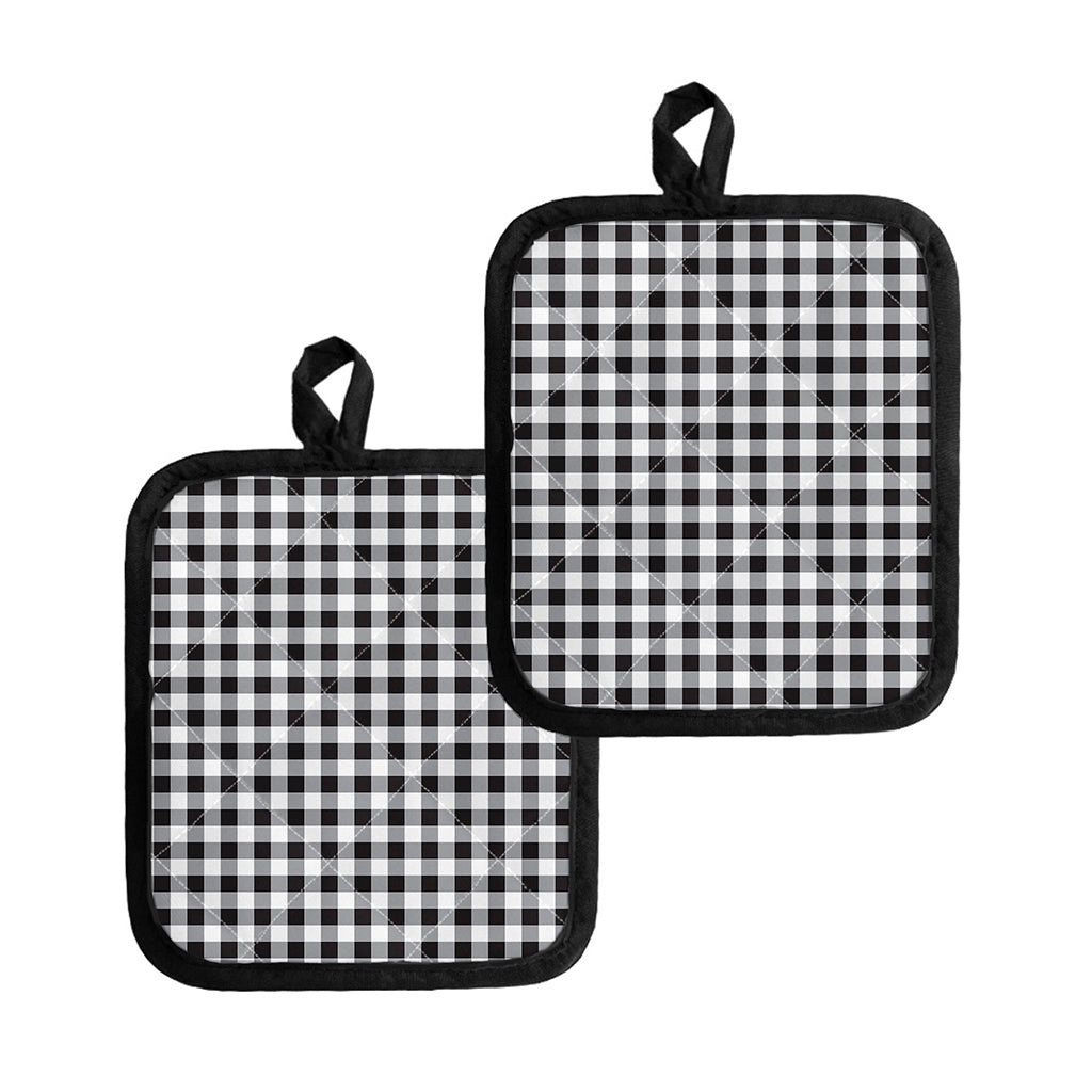 Black And White Check Pattern Print Pot Holders