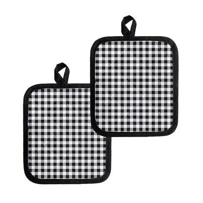Black And White Check Pattern Print Pot Holders