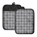 Black And White Check Pattern Print Pot Holders With Pocket