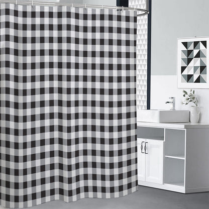 Black And White Check Pattern Print Premium Shower Curtain