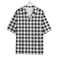 Black And White Check Pattern Print Rayon Hawaiian Shirt