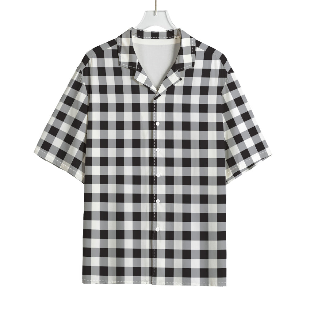 Black And White Check Pattern Print Rayon Hawaiian Shirt