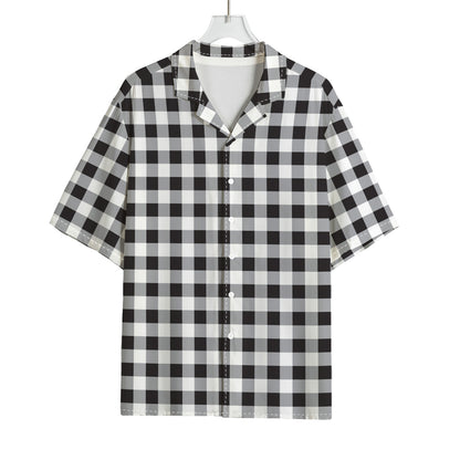 Black And White Check Pattern Print Rayon Hawaiian Shirt