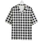 Black And White Check Pattern Print Rayon Hawaiian Shirt