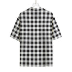 Black And White Check Pattern Print Rayon Hawaiian Shirt
