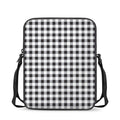 Black And White Check Pattern Print Rectangular Crossbody Bag