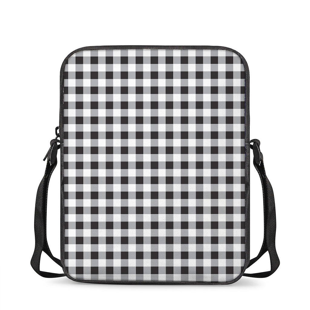 Black And White Check Pattern Print Rectangular Crossbody Bag
