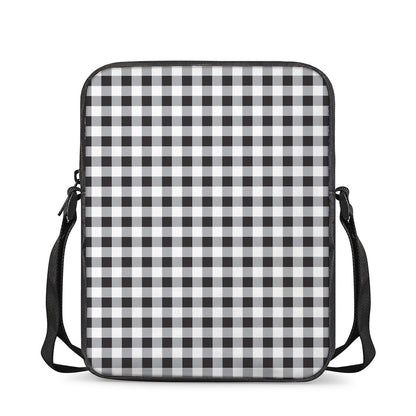 Black And White Check Pattern Print Rectangular Crossbody Bag
