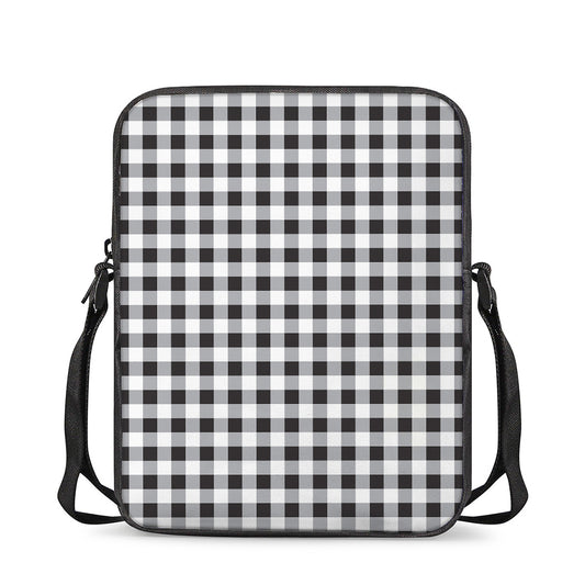 Black And White Check Pattern Print Rectangular Crossbody Bag