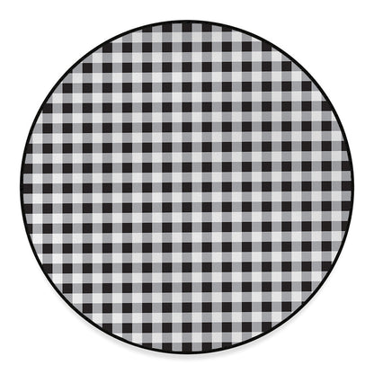 Black And White Check Pattern Print Round Floor Mat