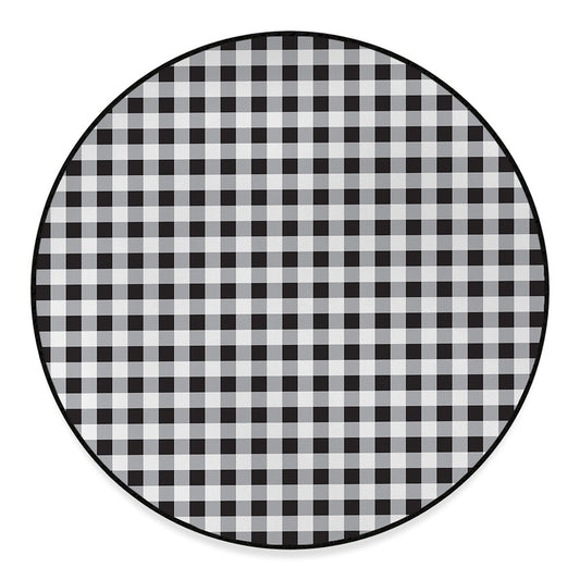 Black And White Check Pattern Print Round Floor Mat