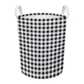 Black And White Check Pattern Print Round Laundry Basket