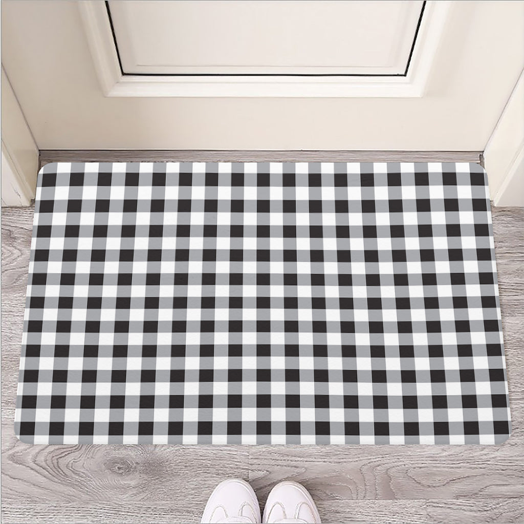 Black And White Check Pattern Print Rubber Doormat