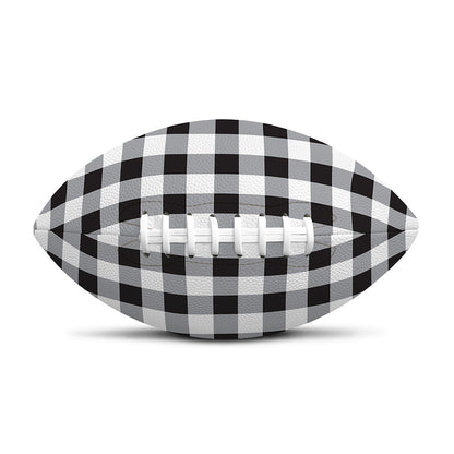 Black And White Check Pattern Print Rugby Ball