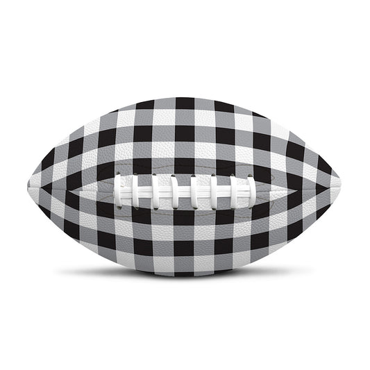 Black And White Check Pattern Print Rugby Ball