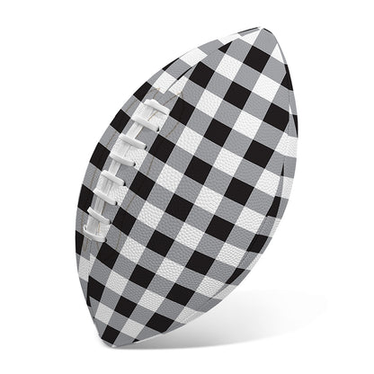 Black And White Check Pattern Print Rugby Ball