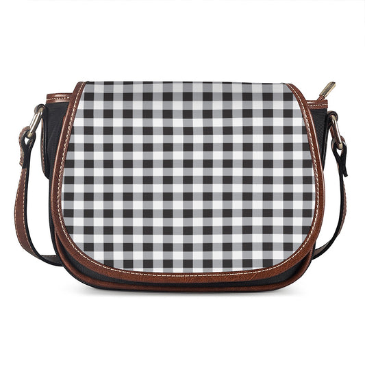 Black And White Check Pattern Print Saddle Bag