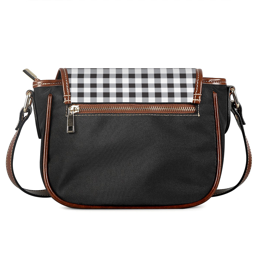 Black And White Check Pattern Print Saddle Bag