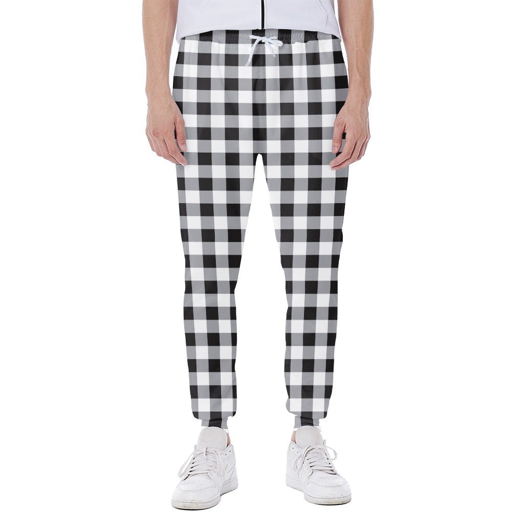 Black And White Check Pattern Print Scuba Joggers