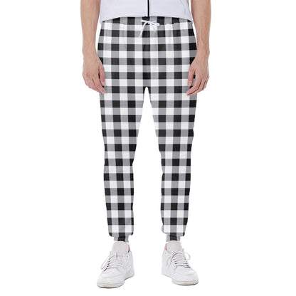 Black And White Check Pattern Print Scuba Joggers