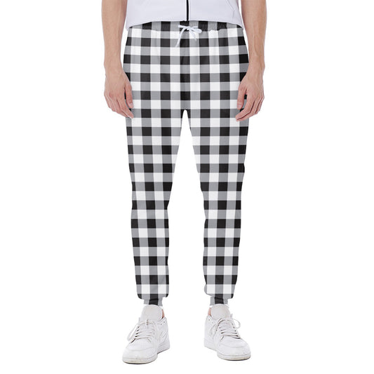 Black And White Check Pattern Print Scuba Joggers