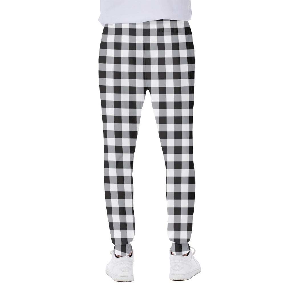Black And White Check Pattern Print Scuba Joggers