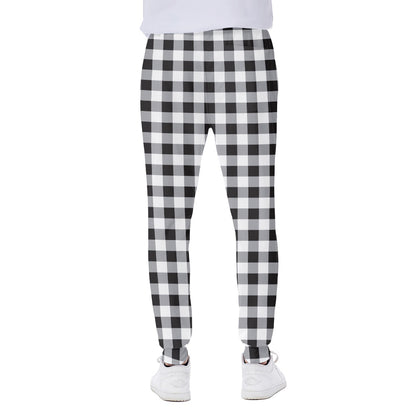 Black And White Check Pattern Print Scuba Joggers