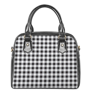 Black And White Check Pattern Print Shoulder Handbag