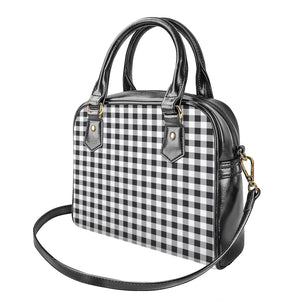 Black And White Check Pattern Print Shoulder Handbag