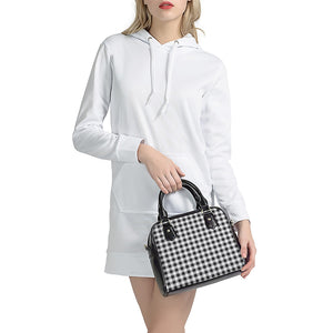 Black And White Check Pattern Print Shoulder Handbag