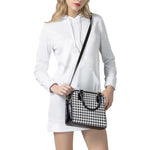 Black And White Check Pattern Print Shoulder Handbag