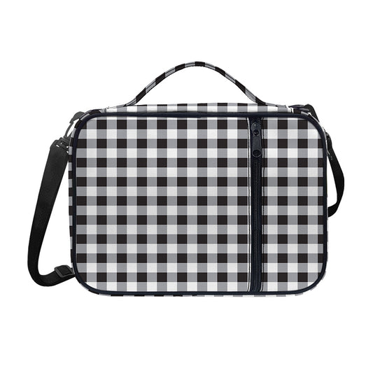Black And White Check Pattern Print Shoulder Strap Bible Bag