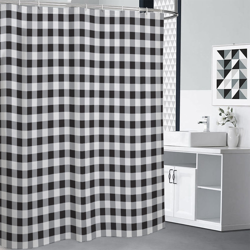 Black And White Check Pattern Print Shower Curtain