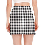 Black And White Check Pattern Print Side Slit Mini Skirt