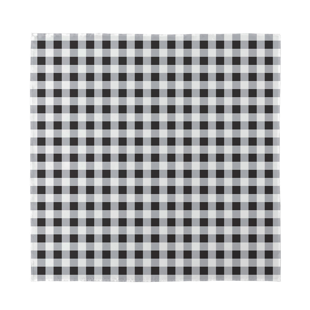 Black And White Check Pattern Print Silk Bandana