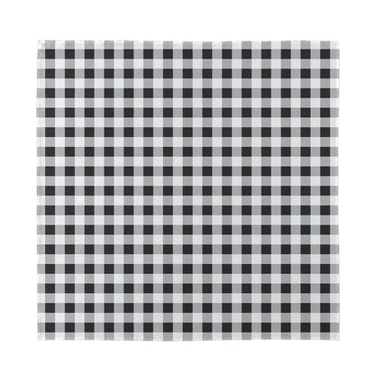 Black And White Check Pattern Print Silk Bandana